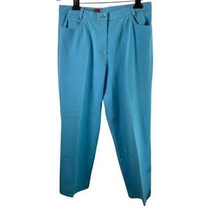 Olsen Europe Womens Turquoise Blue Straight Leg Trousers Pants Size 14 400030484